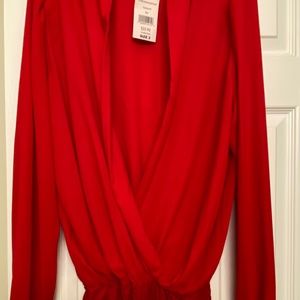 Semi Sheer plunge neckline body suit